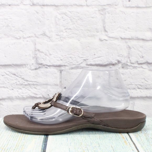 orthaheel Shoes - OrthaHeel Yolanda Brown Leather Flip Flop Orthotic Thong Sandals Size 11